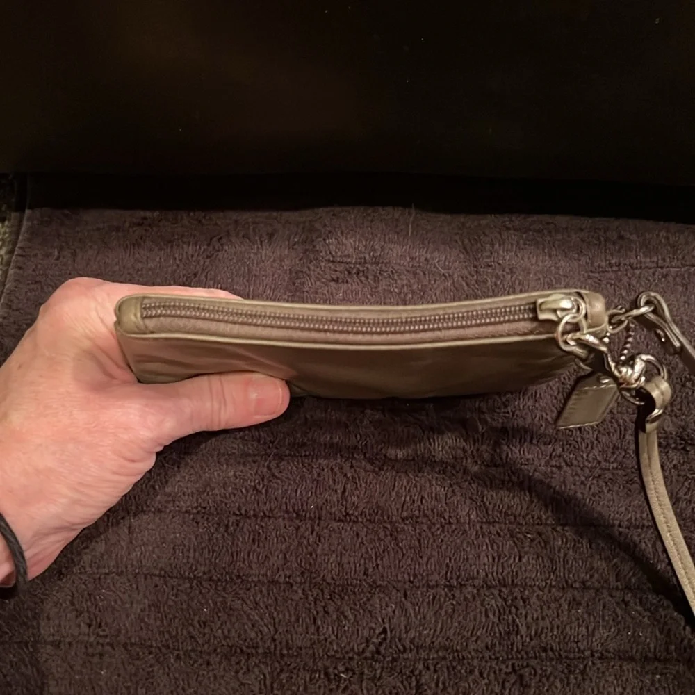 Coach Leather Metallic Bronze Small Wristlet F47218
